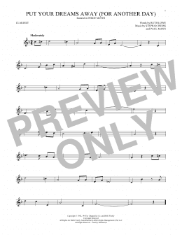 page one of Put Your Dreams Away (For Another Day) (Clarinet Solo)