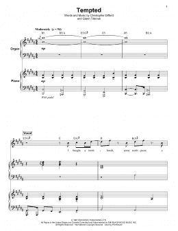 page one of Tempted (Keyboard Transcription)