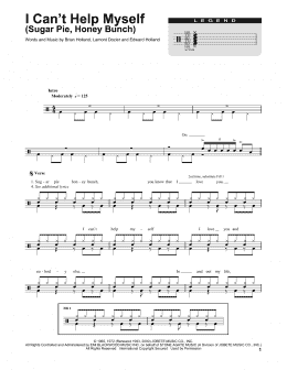 page one of I Can't Help Myself (Sugar Pie, Honey Bunch) (Drums Transcription)