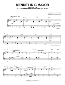 page one of Menuet In G Major, BMV Anh. 114 [Jazz version] (arr. Phillip Keveren) (Piano Solo)