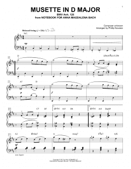 page one of Musette In D Major, BWV Anh. 126 [Jazz version] (arr. Phillip Keveren) (Piano Solo)