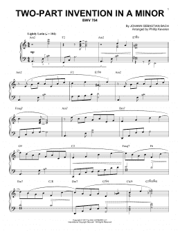 page one of Two-Part Invention In A Minor, BWV 784 [Jazz version] (arr. Phillip Keveren) (Piano Solo)
