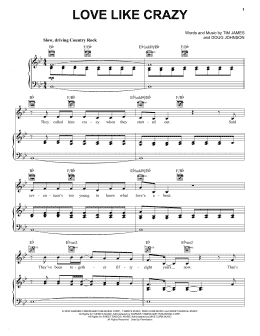 page one of Love Like Crazy (Piano, Vocal & Guitar Chords (Right-Hand Melody))