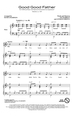 page one of Good Good Father (arr. David Angerman) (SATB Choir)