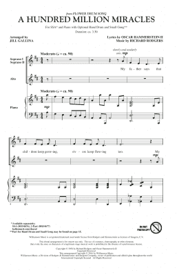 page one of A Hundred Million Miracles (arr. Jill Gallina) (SSA Choir)