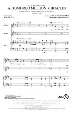 page one of A Hundred Million Miracles (arr. Jill Gallina) (2-Part Choir)