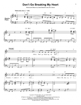 page one of Don't Go Breaking My Heart (Keyboard Transcription)