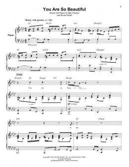 page one of You Are So Beautiful (Keyboard Transcription)