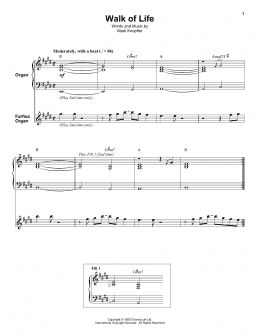 page one of Walk Of Life (Keyboard Transcription)