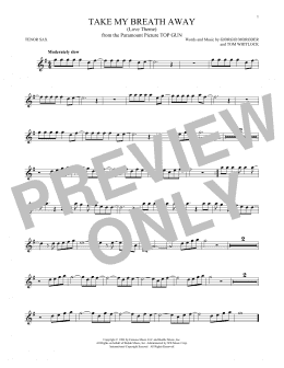 page one of Take My Breath Away (Love Theme) (Tenor Sax Solo)