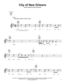 page one of City Of New Orleans (Ukulele)