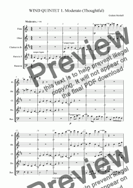 page one of QUINTET FOR WIND INSTRUMENTS 1. Moderato