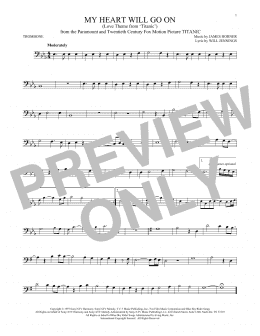 page one of My Heart Will Go On (Love Theme From Titanic) (Trombone Solo)