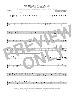 page one of My Heart Will Go On (Love Theme From Titanic) (Tenor Sax Solo)