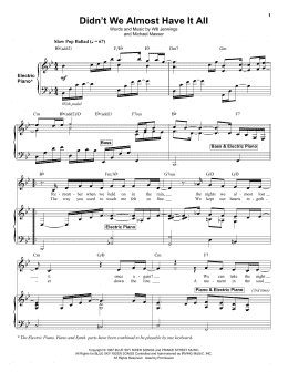 page one of Didn't We Almost Have It All (Keyboard Transcription)