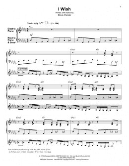 page one of I Wish (Keyboard Transcription)