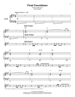 page one of Final Countdown (Keyboard Transcription)