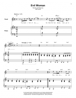 page one of Evil Woman (Keyboard Transcription)