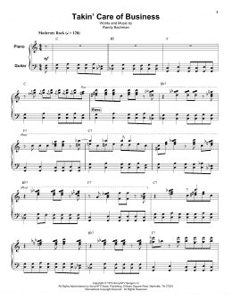 page one of Takin' Care Of Business (Keyboard Transcription)