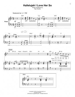 page one of Hallelujah, I Love Her So (Keyboard Transcription)