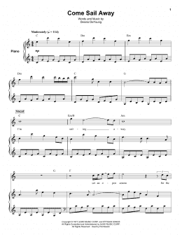page one of Come Sail Away (Keyboard Transcription)