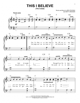page one of This I Believe (The Creed) (Easy Piano)
