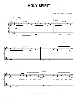 page one of Holy Spirit (Easy Piano)