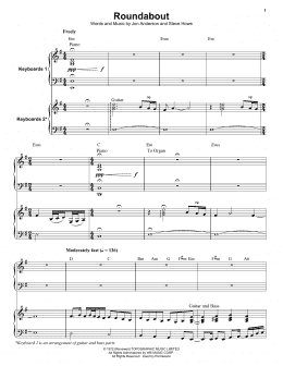 page one of Roundabout (Keyboard Transcription)