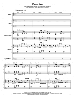 page one of Paradise (Keyboard Transcription)