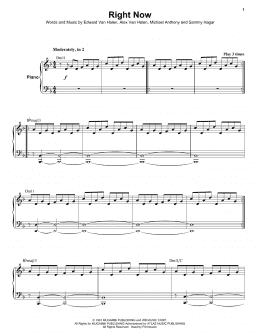 page one of Right Now (Keyboard Transcription)
