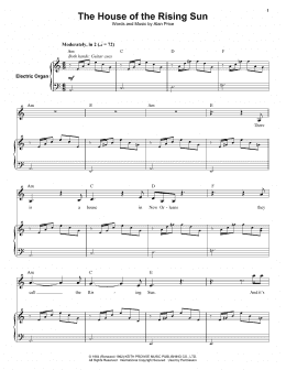page one of The House Of The Rising Sun (Keyboard Transcription)