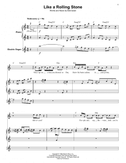 page one of Like A Rolling Stone (Keyboard Transcription)