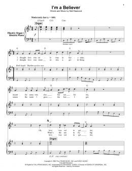 page one of I'm A Believer (Keyboard Transcription)