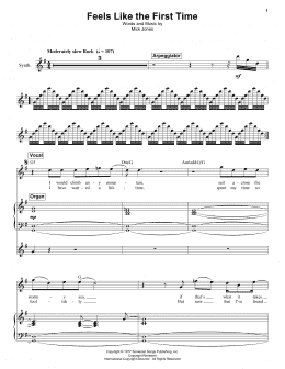 page one of Feels Like The First Time (Keyboard Transcription)