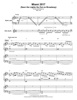 page one of Miami 2017 (Seen The Lights Go Out On Broadway) (Keyboard Transcription)