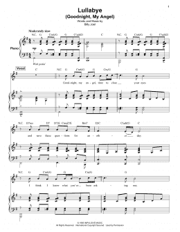 page one of Lullabye (Goodnight, My Angel) (Keyboard Transcription)