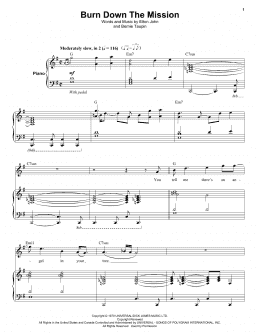 page one of Burn Down The Mission (Keyboard Transcription)