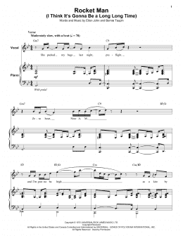page one of Rocket Man (I Think It's Gonna Be A Long Long Time) (Keyboard Transcription)