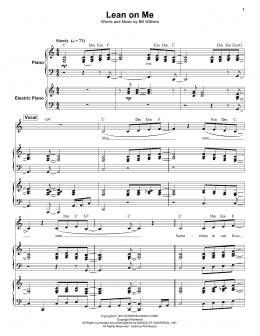 page one of Lean On Me (Keyboard Transcription)
