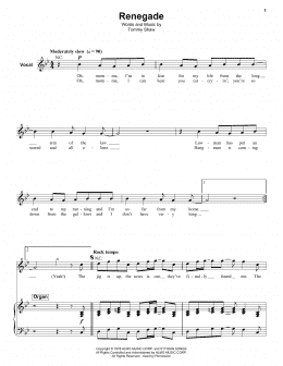 page one of Renegade (Keyboard Transcription)