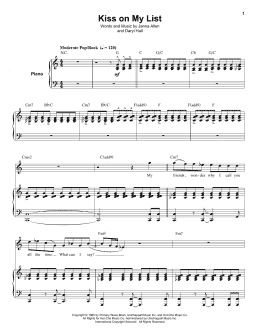 page one of Kiss On My List (Keyboard Transcription)