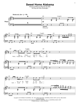 page one of Sweet Home Alabama (Keyboard Transcription)