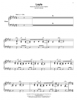 page one of Layla (Keyboard Transcription)