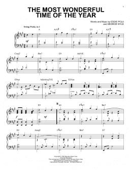 page one of The Most Wonderful Time Of The Year [Jazz version] (arr. Brent Edstrom) (Piano Solo)