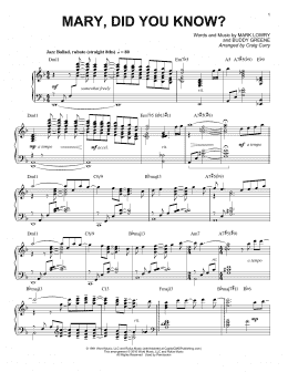 page one of Mary, Did You Know? (Piano Solo)