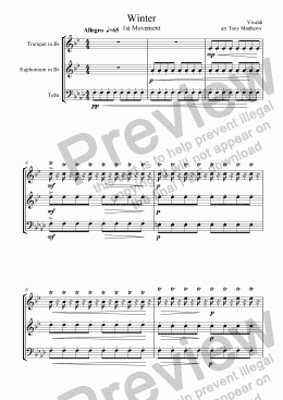 page one of Vivaldi's WInter for Brass (Tr, Eu, Tb)