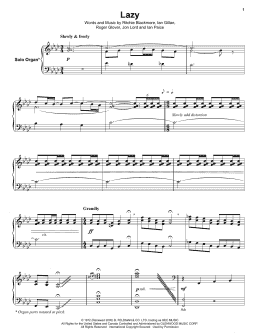 page one of Lazy (Keyboard Transcription)
