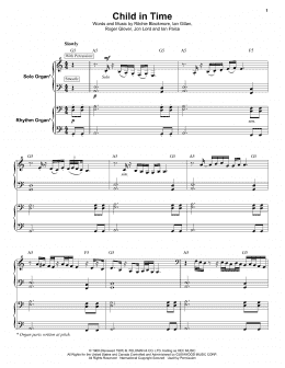 page one of Child In Time (Keyboard Transcription)