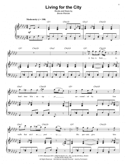 page one of Living For The City (Keyboard Transcription)