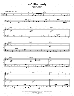 page one of Isn't She Lovely (Keyboard Transcription)